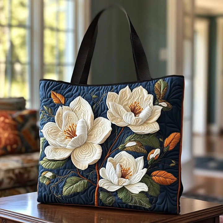 Delicate Magnolia Quilted Tote
