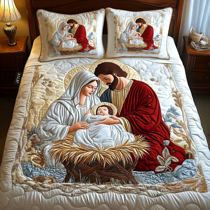 3-Piece Quilted Bedding Set - Radiant Blessing