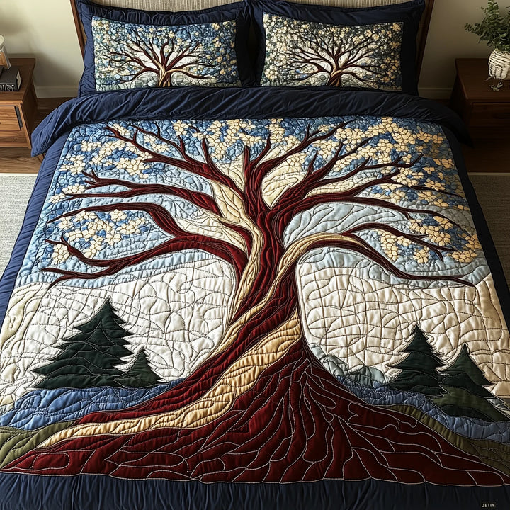 3-Piece Quilted Bedding Set - Harmony of the Forest