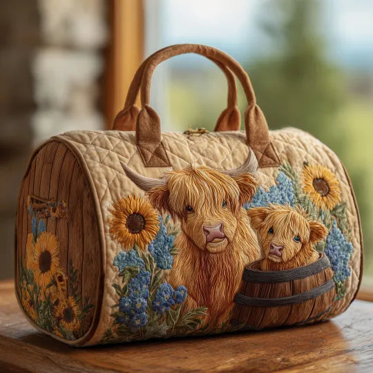 Quilted Travel Bag Highland Cow