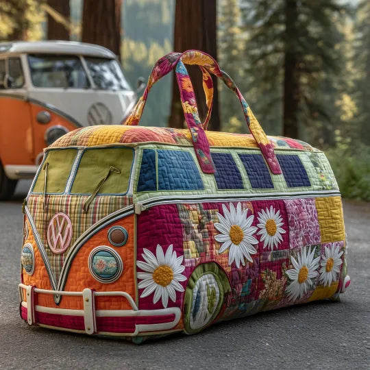 Quilted Travel Bag with Floral Patterns