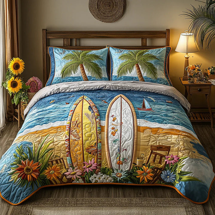 3-Piece Quilted Bedding Set - Island Breeze