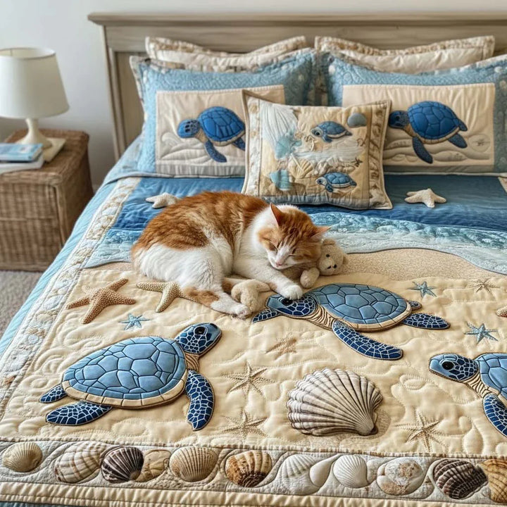 3-Piece Ocean Waves Quilted Bedding Set