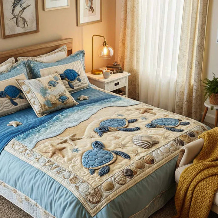 3-Piece Ocean Waves Quilted Bedding Set