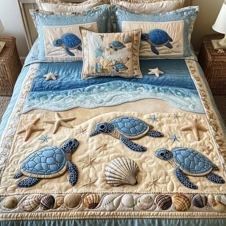 3-Piece Quilted Bedding Set - Turtles
