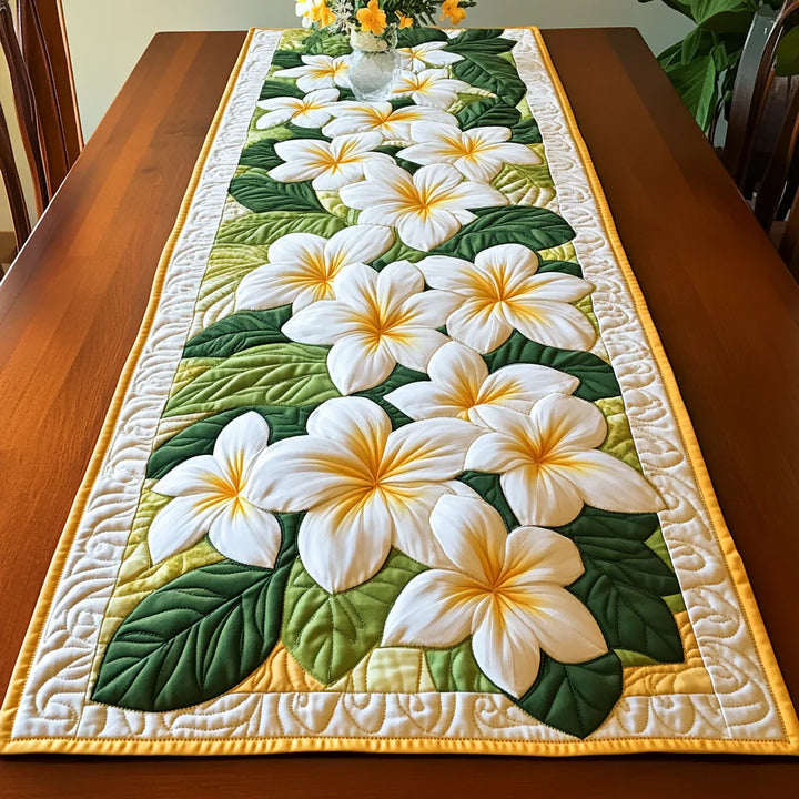 Quilted Table Runner - Plumeria Flower