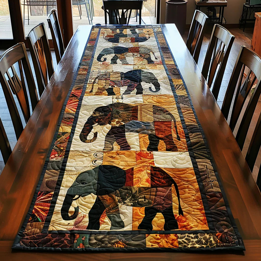 Quilted Table Runner - Royal Elephant