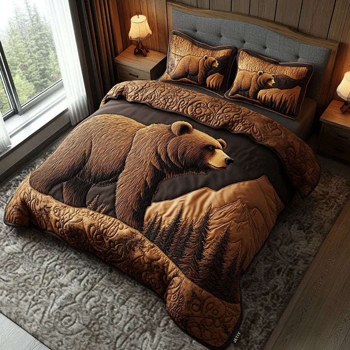 3-Piece Quilted Bedding Set - Dark Trails