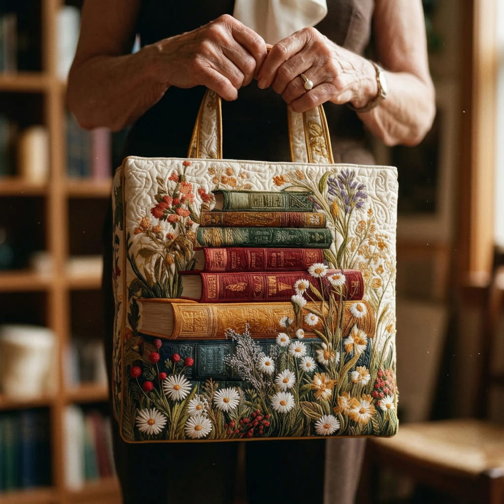 Artistic Quilted Bag Floral Scroll