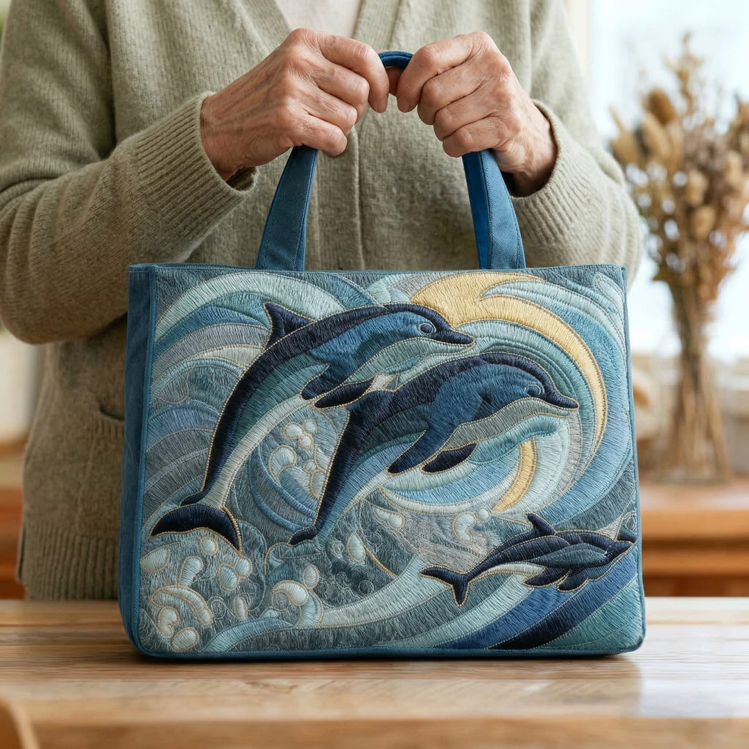 Handmade Ocean Dolphin Tote Bag